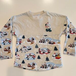 Disney Cream Long Sleeve Shirt with Festive Print
